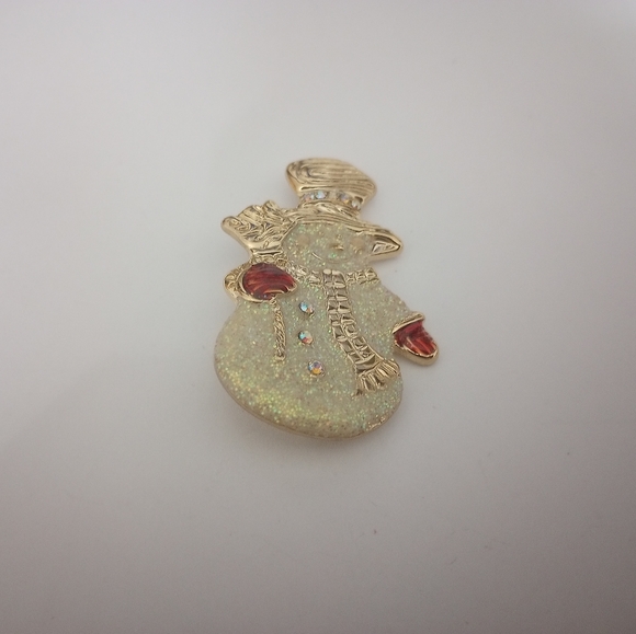 Sparkling snow man holiday pin - Picture 2 of 2
